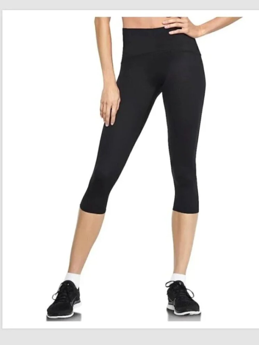 NEW NWT! SPANX SEAMLESS CROP LEGGINGS BLACK STRETCH KNIT TUMMY CONTROL sz M